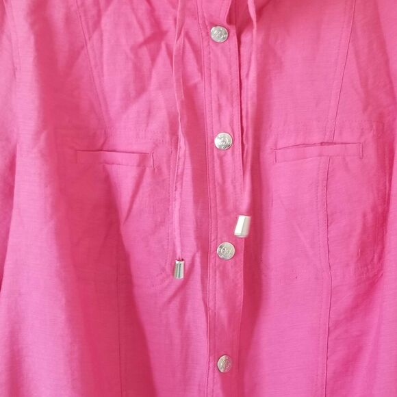 CJ banks Jacket short sleeve High neck collar - Color Fuchsia - Size X - Picture 3 of 5